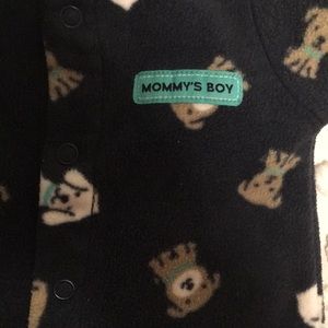 Mommy’s boy Blue dogs fleece onesie pajamas newborn nb